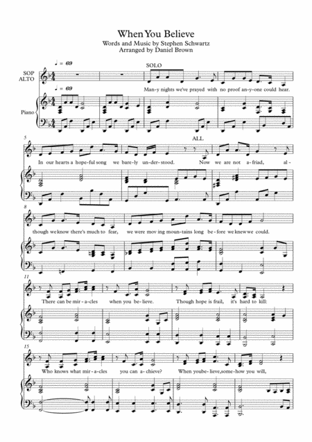 Free Sheet Music When You Believe Sa