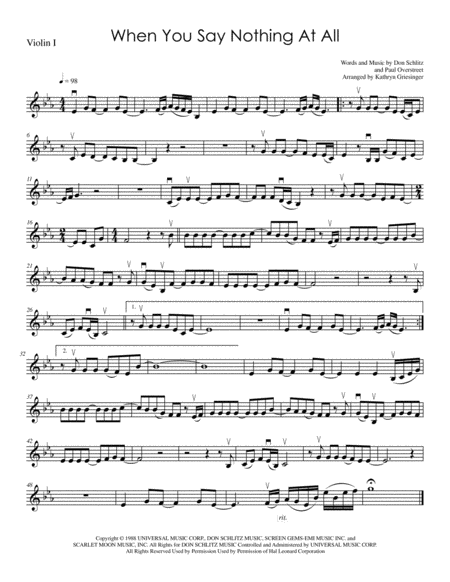 When You Say Nothing At All String Quartet Sheet Music