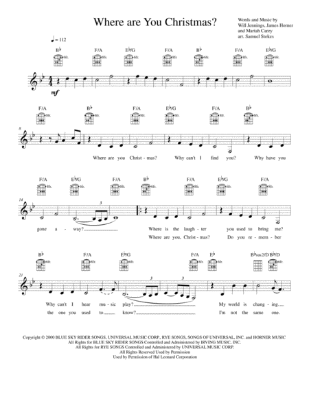 Where Are You Christmas Lead Sheet In Original Key Bb Ending In D Sheet Music