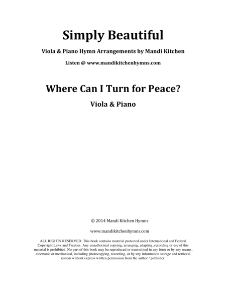 Free Sheet Music Where Can I Turn For Peace Viola And Piano Duet