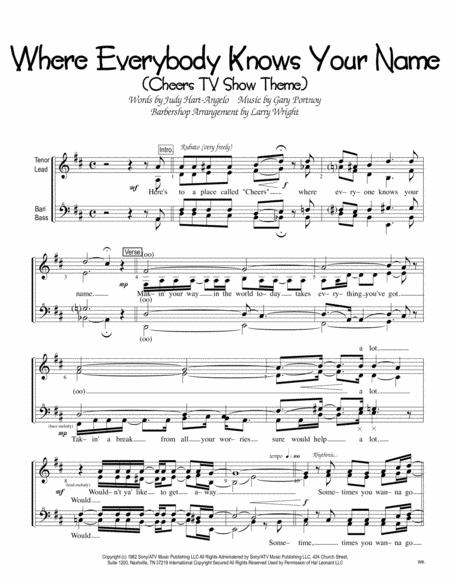 Where Everybody Knows Your Name Theme From Cheers Women Sheet Music