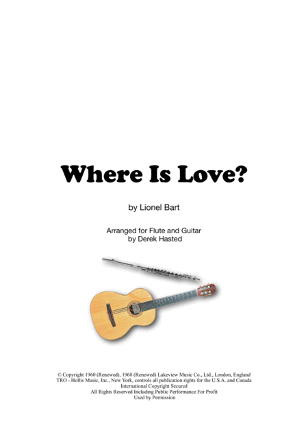 Where Is Love Oliver For Flute Guitar Sheet Music