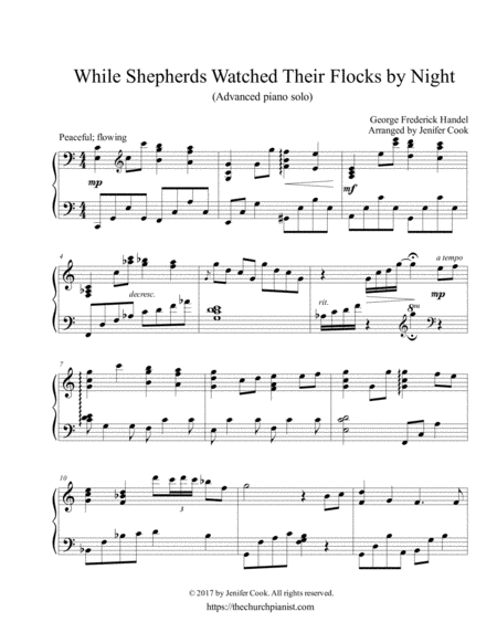 Free Sheet Music While Shepherds Watched Their Flocks By Night