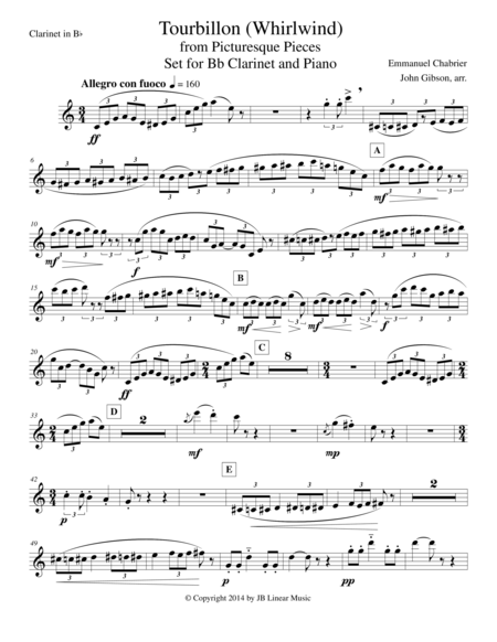 Whirlwind By Chabrier For Clarinet Solo With Piano Sheet Music