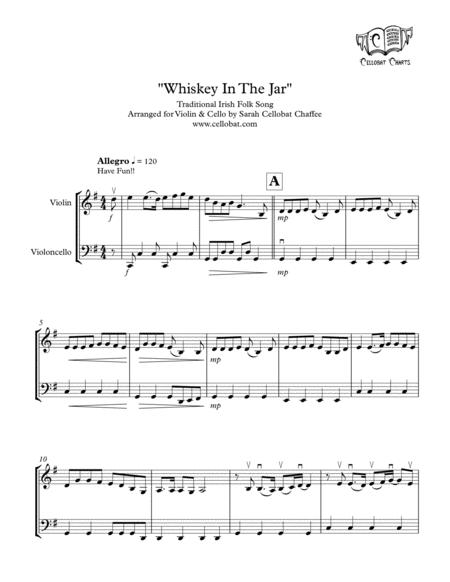 Free Sheet Music Whiskey In The Jar Violin Cello Duet Traditional Irish Arr Cellobat