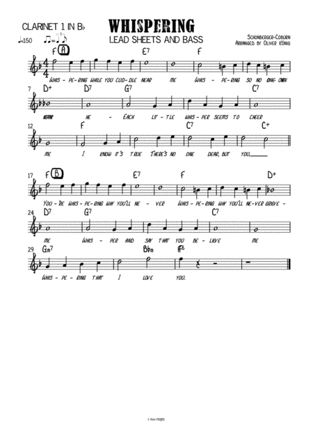 Whispering For Clarinet Sheet Music