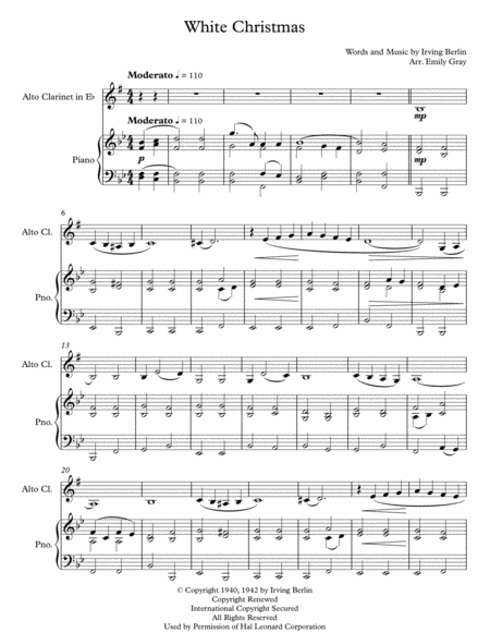 White Christmas Alto Clarinet And Piano Sheet Music