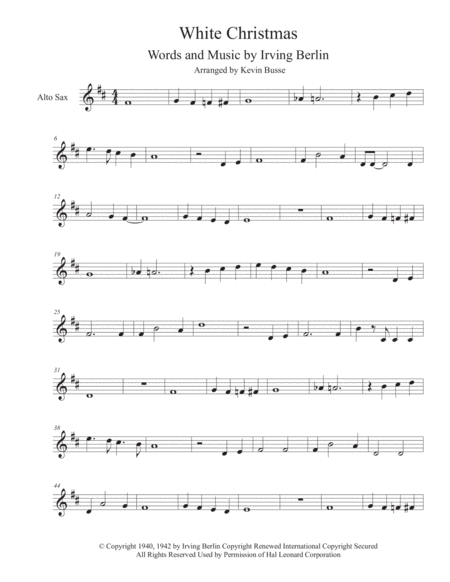 Free Sheet Music White Christmas Alto Sax