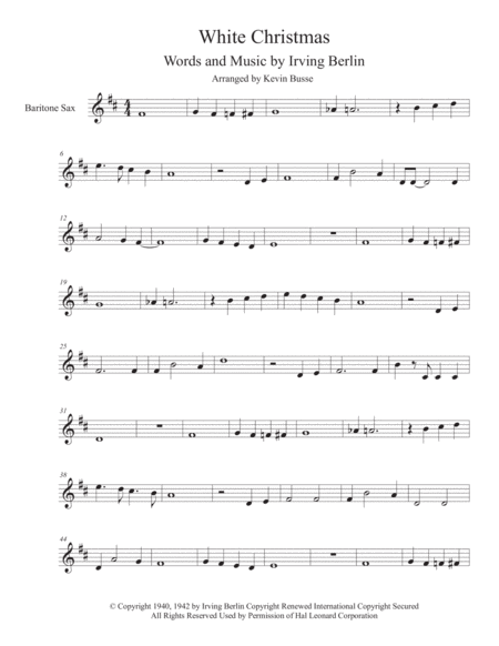 White Christmas Bari Sax Sheet Music