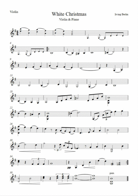 White Christmas By Berlin Violin Piano In G Sheet Music