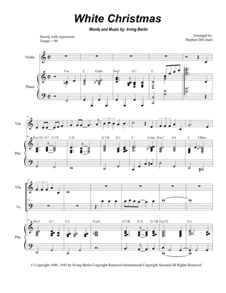 White Christmas Duet For Violin And Cello Sheet Music