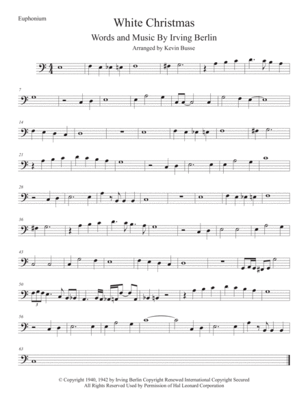 Free Sheet Music White Christmas Easy Key Of C Euphonium