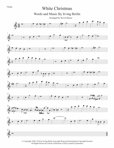 White Christmas Easy Key Of C Violin Sheet Music