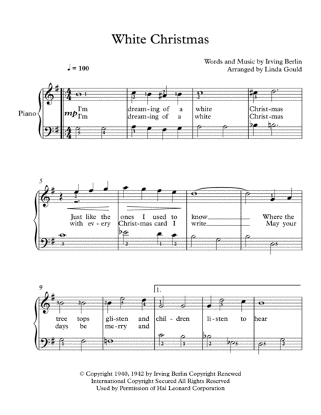 White Christmas For Beginner Piano Sheet Music