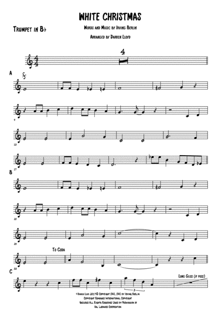 Free Sheet Music White Christmas For Dixieland Band