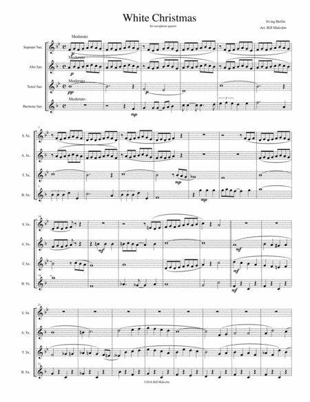Free Sheet Music White Christmas For Sax Quartet