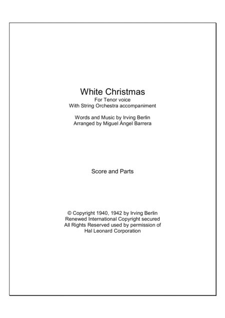 White Christmas For Tenor Voice With String Orchestra Accompaniment Sheet Music