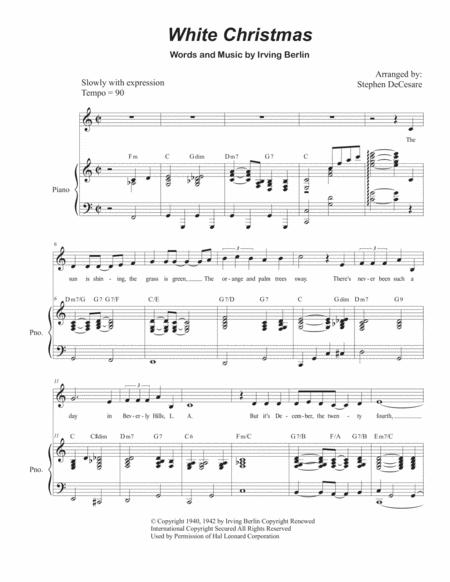 White Christmas For Unison Choir Sheet Music