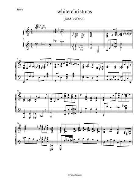 Free Sheet Music White Christmas Piano Solo Jazz Version