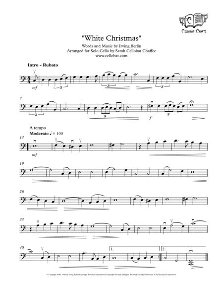 Free Sheet Music White Christmas Solo Cello Irving Berlin Arr Cellobat