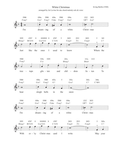 White Christmas Ukulele Chord Melody Solo Voice Sheet Music