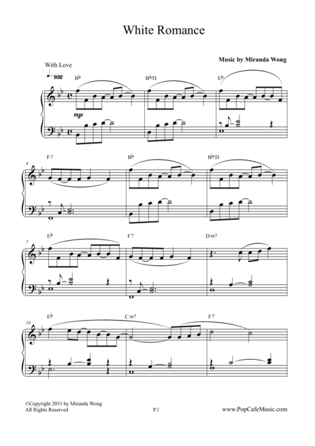 White Romance Wedding Piano Music Sheet Music