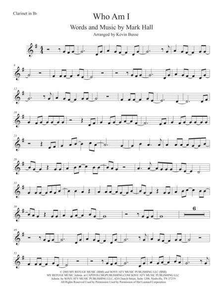 Who Am I Clarinet Sheet Music