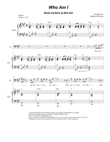 Free Sheet Music Who Am I For 2 Part Choir Tb