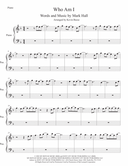 Who Am I Piano Sheet Music