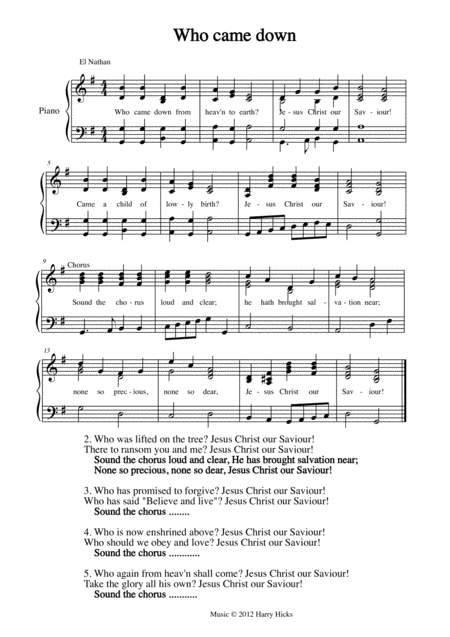 Free Sheet Music Who Came Down A New Tune To A Wonderful Old Hymn