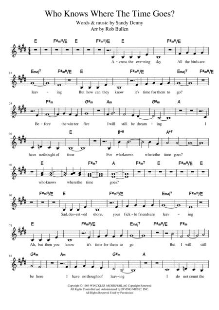 Who Knows Where The Time Goes Sheet Music