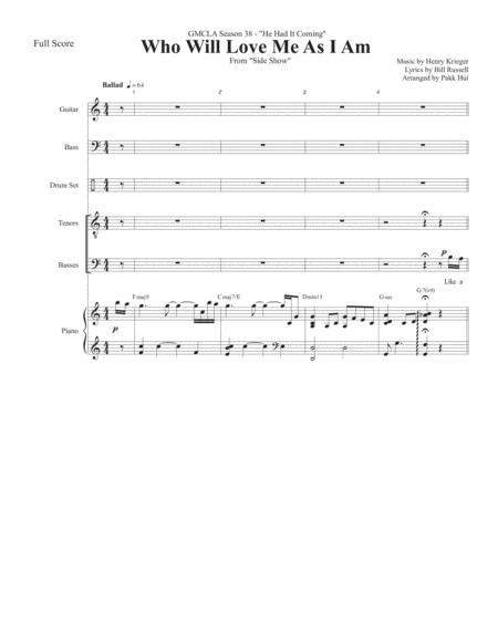 Free Sheet Music Who Will Love Me As I Am From Side Show Conductor Score And Band Parts