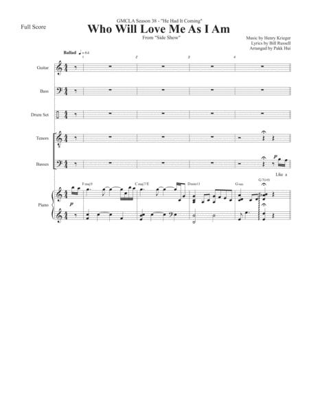 Who Will Love Me As I Am From Side Show Conductor Score And Band Parts Sheet Music