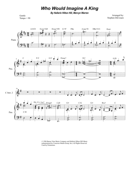 Free Sheet Music Who Would Imagine A King Duet For C Instruments