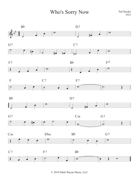 Whos Sorry Now Sheet Music