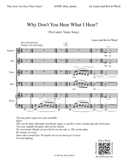 Why Dont You Hear What I Hear The Laurel Yanny Song Sheet Music