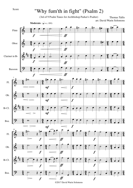 Free Sheet Music Why Fum Th In Fight For Wind Quartet