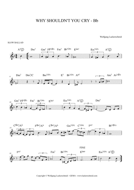 Why Shouldnt You Cry For Bb Instruments Sheet Music