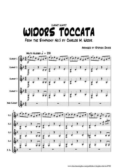 Free Sheet Music Widors Toccata For Clarinet Quintet