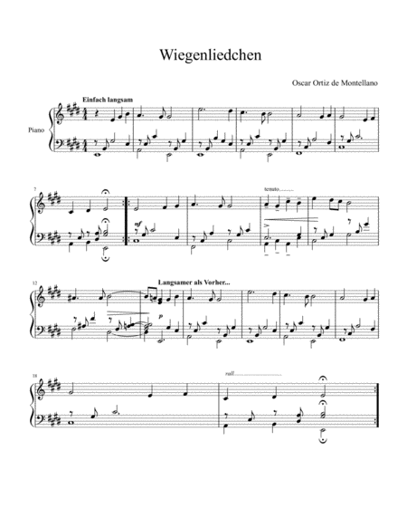 Wiegenliedchen Lullaby Sheet Music