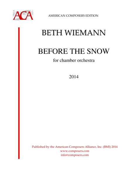 Wiemann Before The Snow Sheet Music