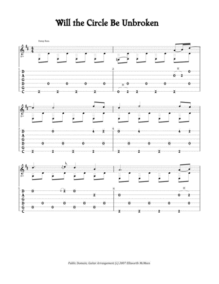 Free Sheet Music Will The Circle Be Unbroken For Fingerstyle Guitar Tuned Cgdgad