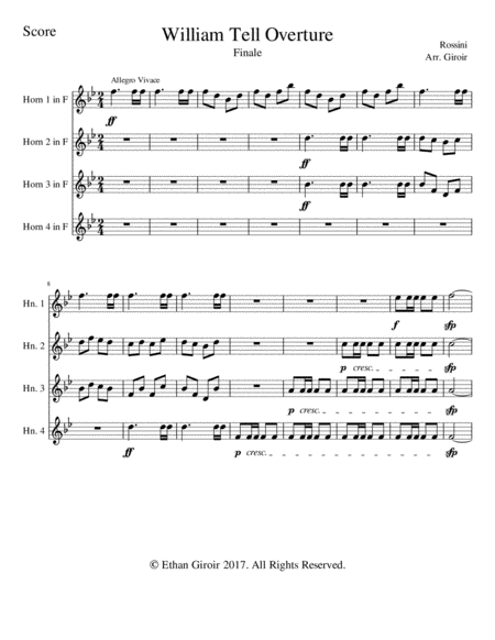 William Tell Overture Finale Sheet Music