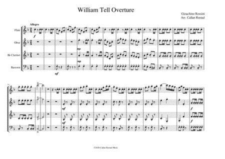 Free Sheet Music William Tell Overture Woodwind Quartet