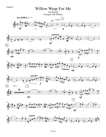 Willow Weep For Me Violin 2 Sheet Music