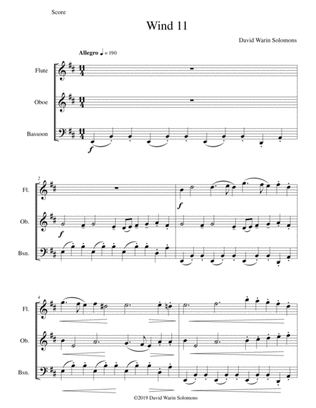 Free Sheet Music Wind 11 For Wind Trio