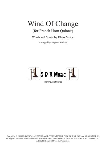 Free Sheet Music Wind Of Change For French Horn Quintet