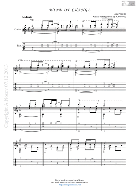 Wind Of Change Sheet Music For Guitar Sheet Music