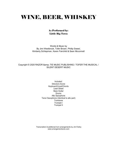 Wine Beer Whiskey Arranged For 7 8 Piece Horn Band Sheet Music
