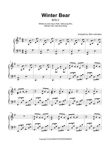 Winter Bear V Bts Late Intermediate Sheet Music